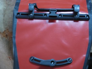 Rear view of Ortlieb bag showing mounting system