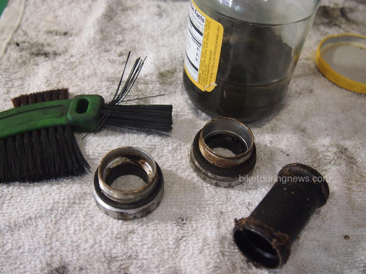 image of bottom bracket cups and cleaning tools